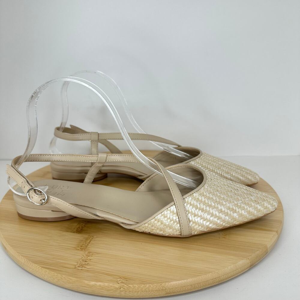 Naturalizer Hawaii Pointed Toe Woven Slingback Flats Tan Size 10 NEW
